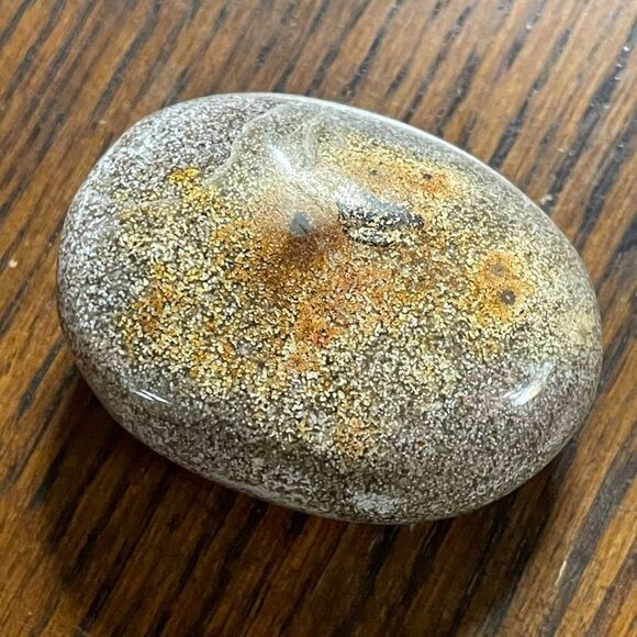 Ocean Jasper palm stone crystal natural white green speckled orbs dots yellow - Picture 9 of 10